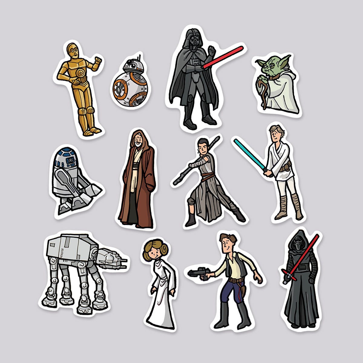 Star Wars Characters Die Cut Sticker 12 Pack