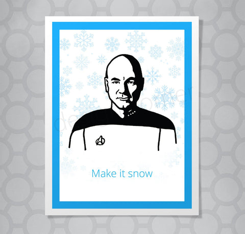 Star Trek Next Generation Picard Snow Christmas Card