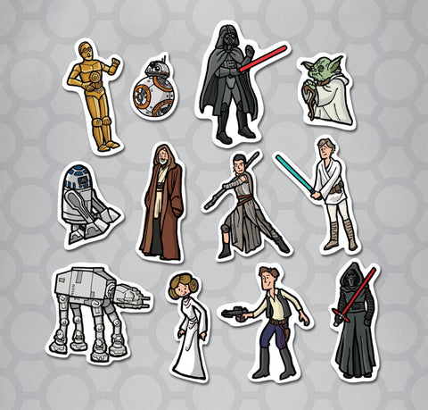 Star Wars Characters Die Cut Sticker 12 Pack