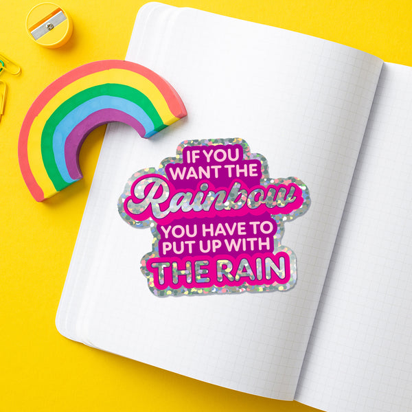 Glitter Rainbow and Rain vinyl die cut sticker