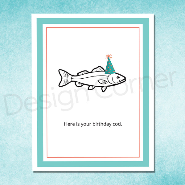 Birthday Cod funny pun card