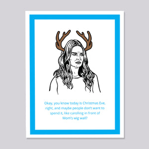 Schitts Creek Alexis Wig Wall Christmas Card