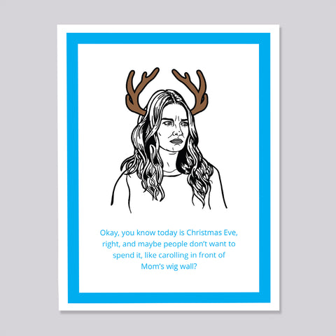 Schitts Creek Alexis Wig Wall Christmas Card
