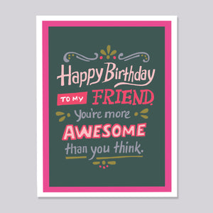 Friendship Birthday Hand Lettered Card
