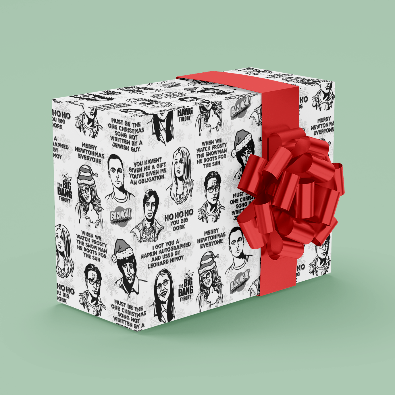 Big Bang Theory Christmas Gift Wrap 24"x36" Sheet