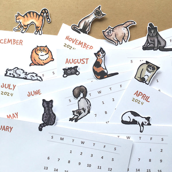 HALF PRICE SALE! Cats Die Cut 2024 Desk Calendar