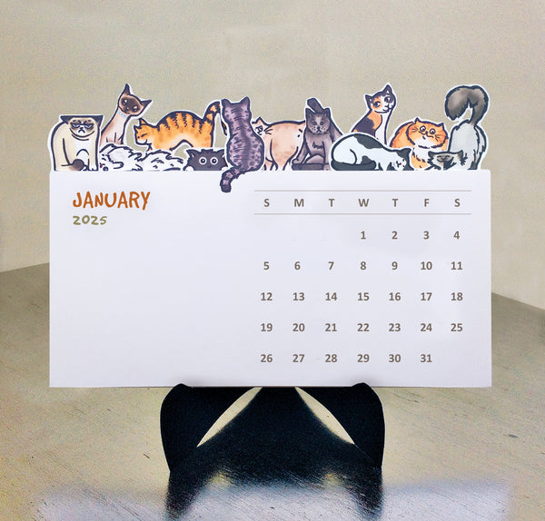 Cats Die Cut 2025 Desk Calendar