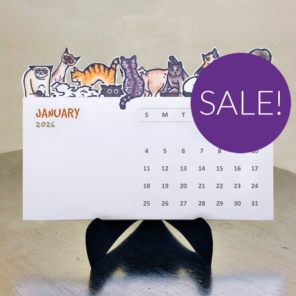 HALF PRICE SALE! Cats Die Cut 2026 Desk Calendar