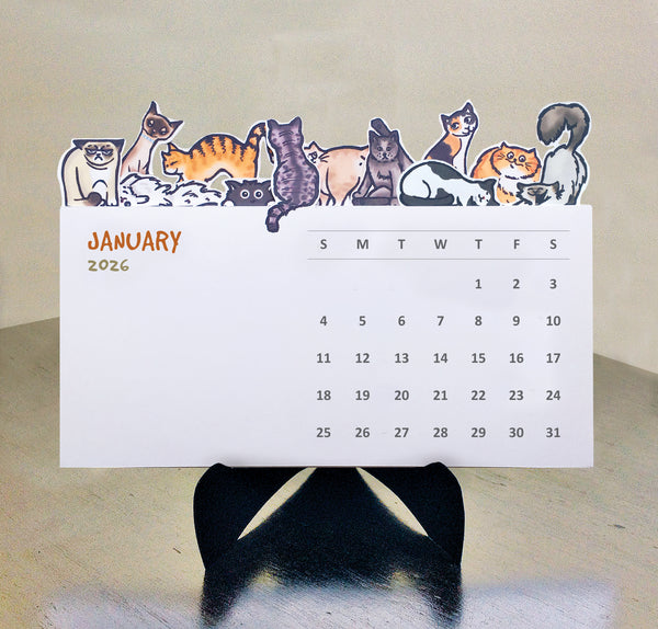 Cats Die Cut 2026 Desk Calendar
