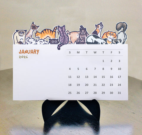 Cats Die Cut 2026 Desk Calendar