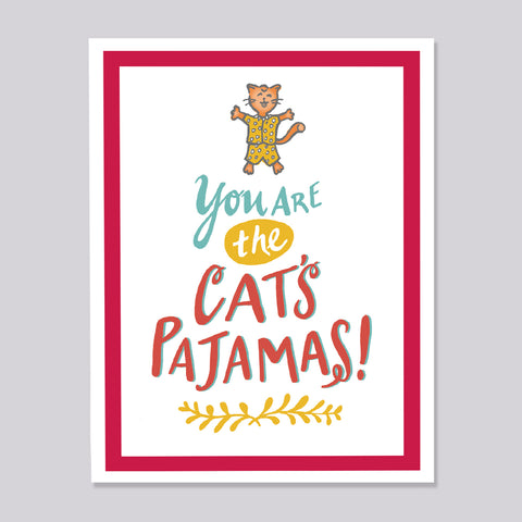 Cat's Pajamas  Hand Lettered Card