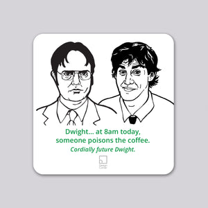 The Office Jim and Future Dwight Coaster