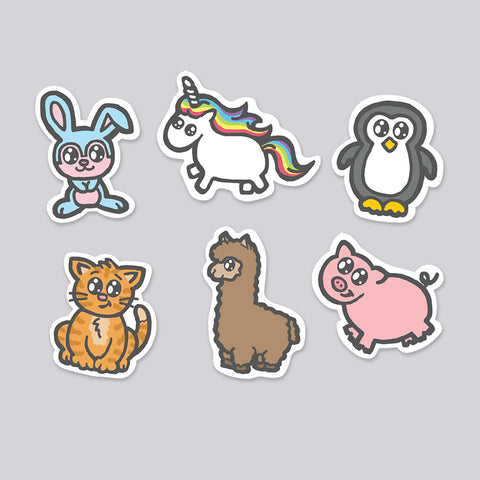 Cutie Animals Die Cut Sticker 6 Pack
