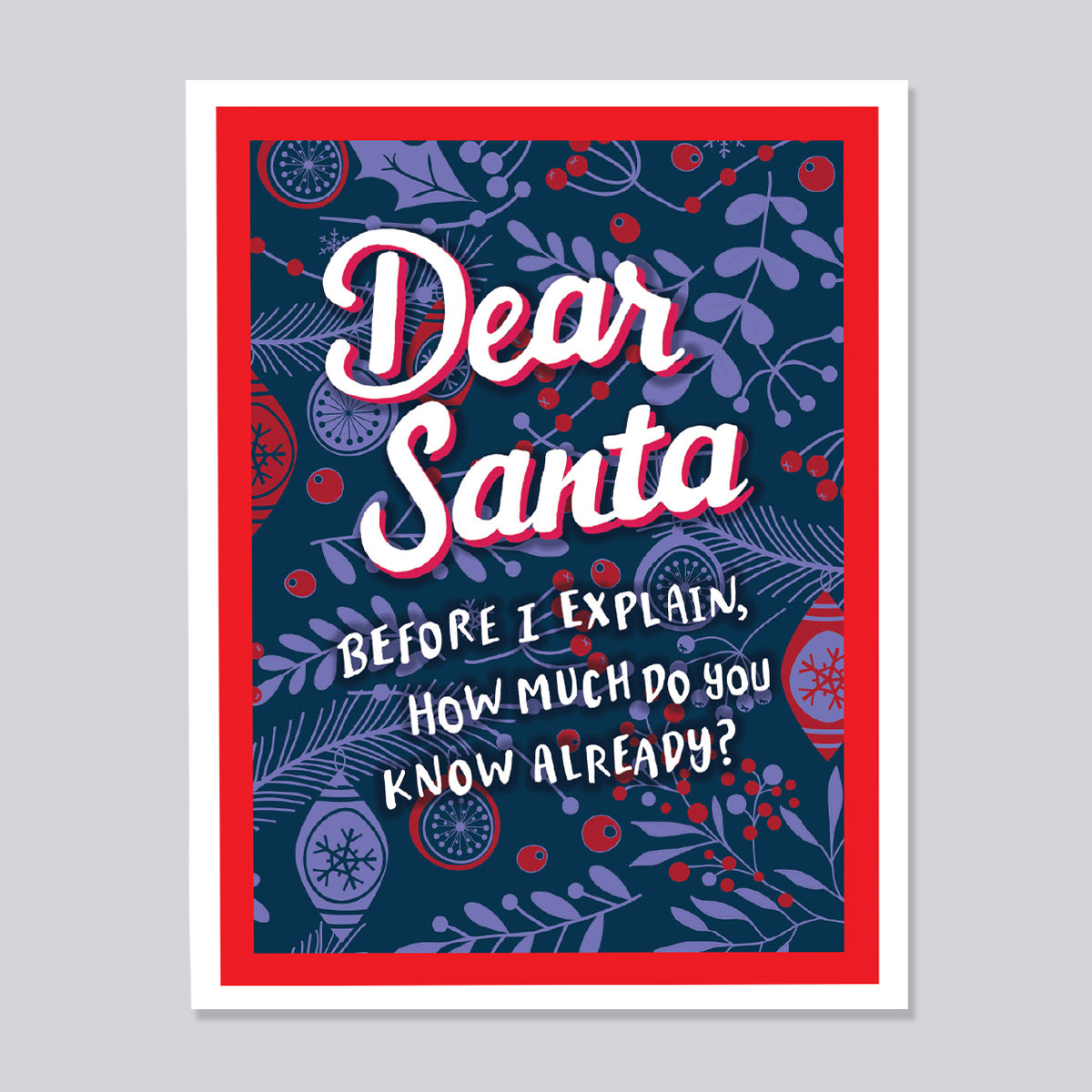 Dear Santa Hand Lettered Christmas Card