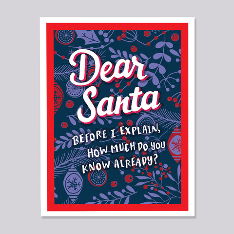 Dear Santa Hand Lettered Christmas Card