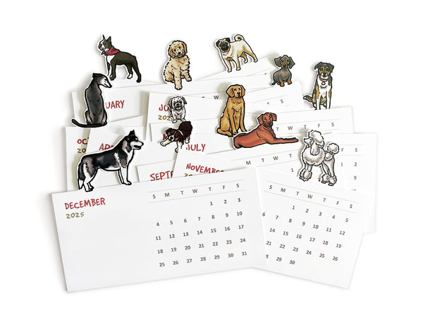 Dogs Die Cut 2025 Desk Calendar