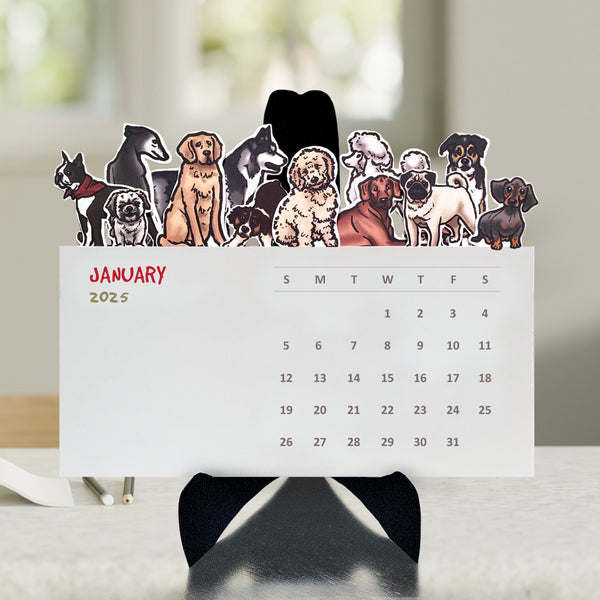 Dogs Die Cut 2025 Desk Calendar