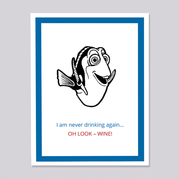Dory Oh Look Wine Funny Illustrated Coaster