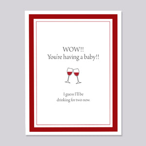 Drinking for Two Pregnancy or Baby Shower Card