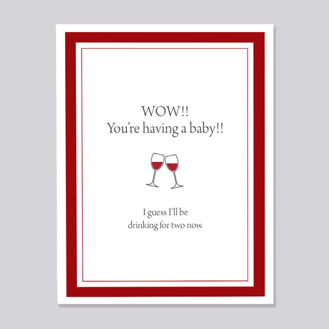 Drinking for Two Pregnancy or Baby Shower Card