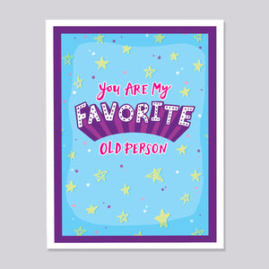 Favorite Old Person Hand Lettered Card