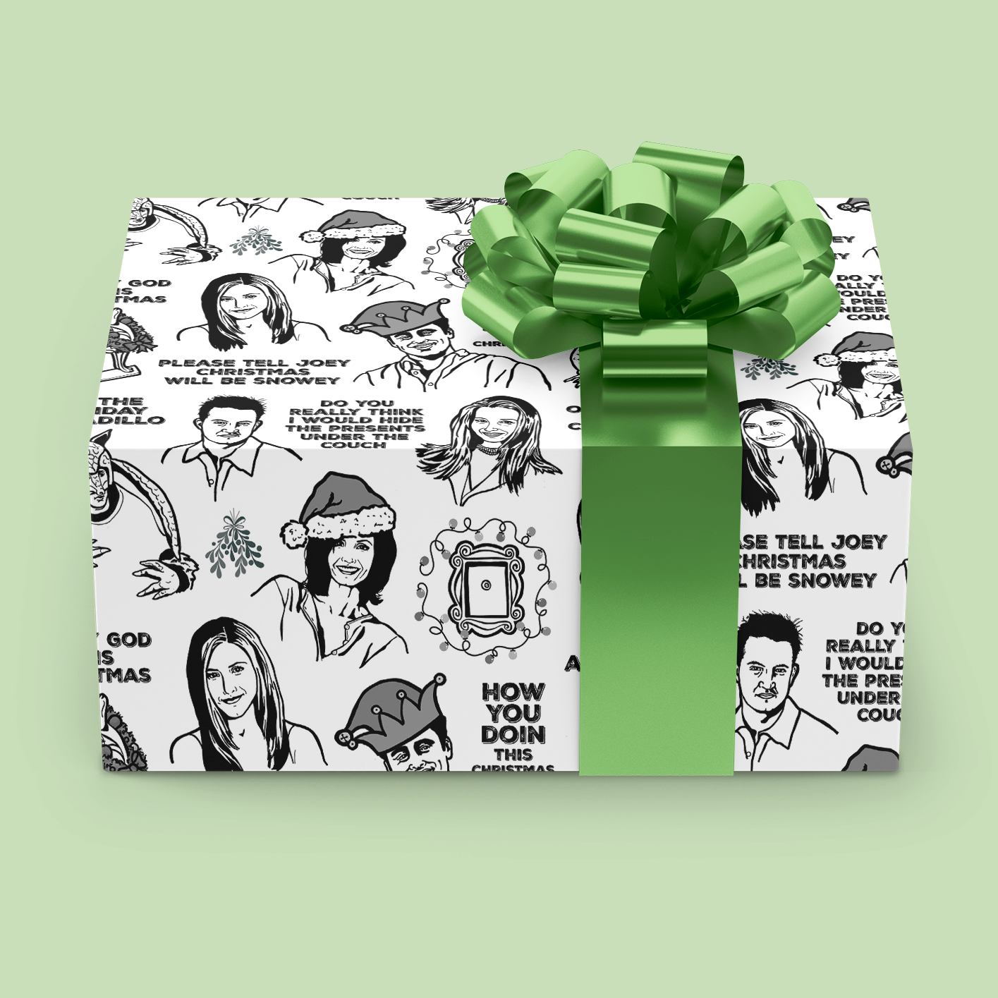 Friends Christmas Gift Wrap 24"x36" Sheet
