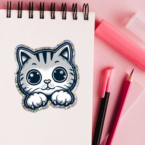 Glitter Cat vinyl die cut sticker