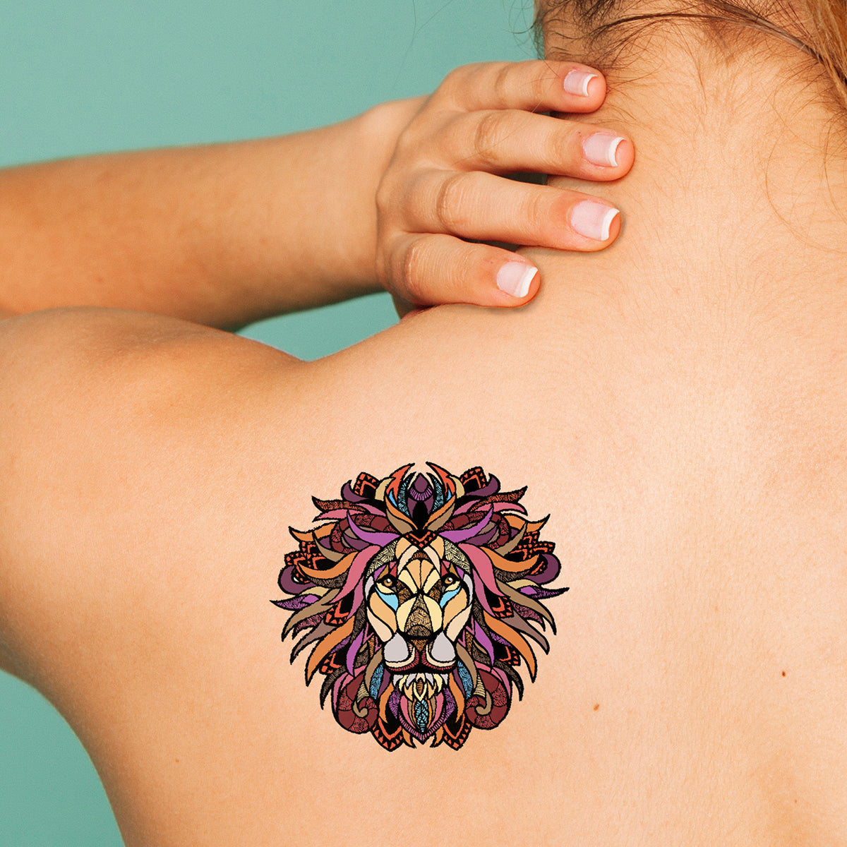 Lion illustration temporary tattoo