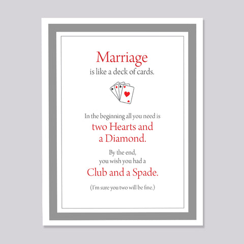 Marriage is like a Deck of Cards Wedding Card