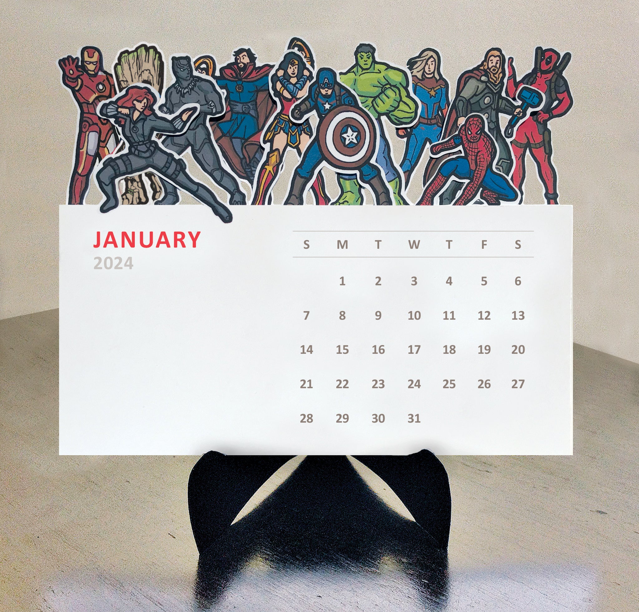 Marvel Die Cut 2024 Desk Calendar