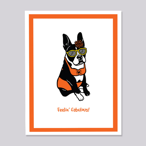 Mya the Boston Terrier Summer Bikini Card
