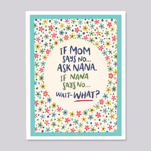 Nana Says No Hand Lettered Card