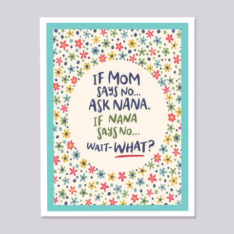 Nana Says No Hand Lettered Card