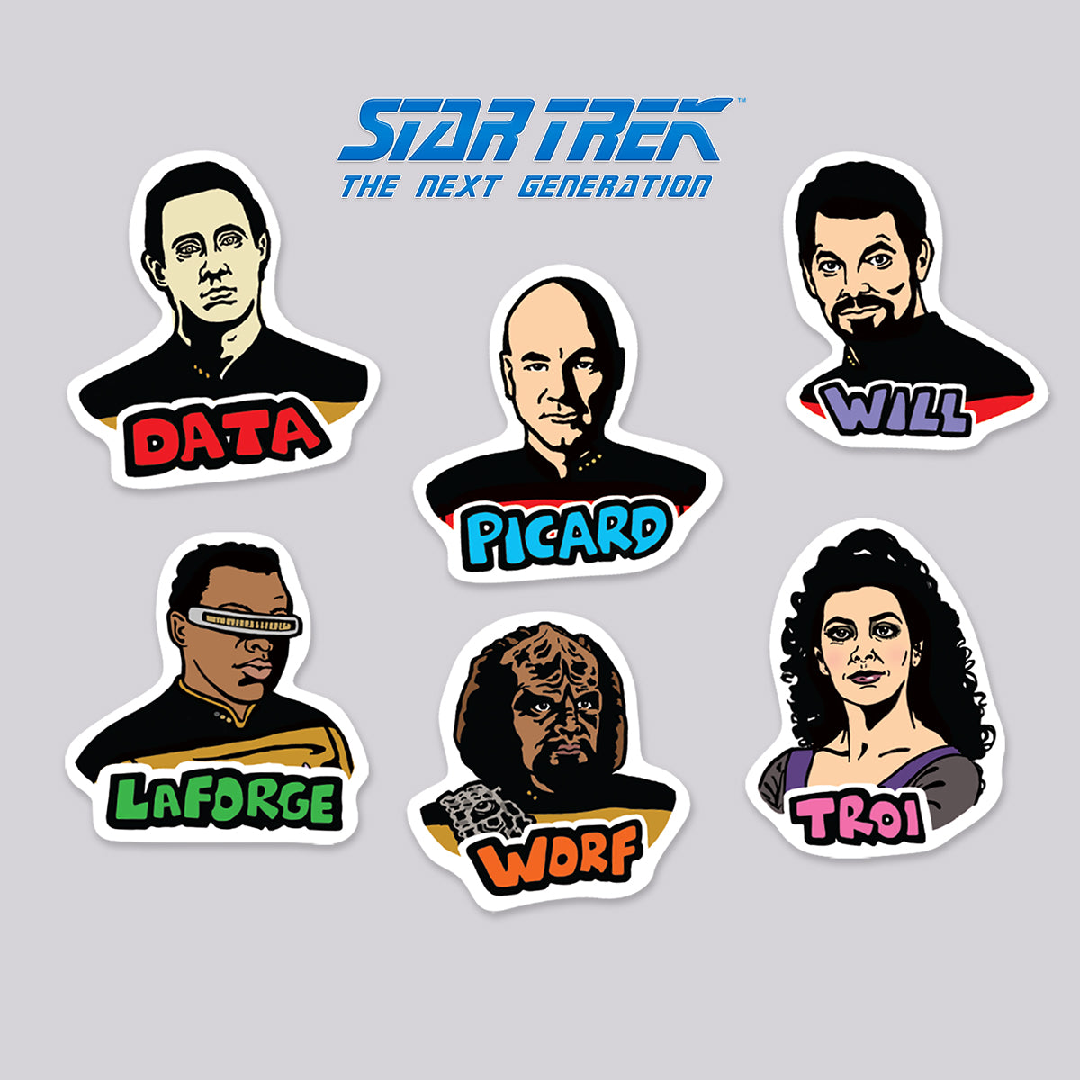 Star Trek Next Generation Die Cut Sticker 6 Pack