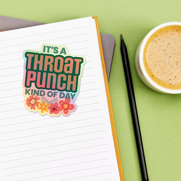 Throat Punch vinyl die cut holographic sticker