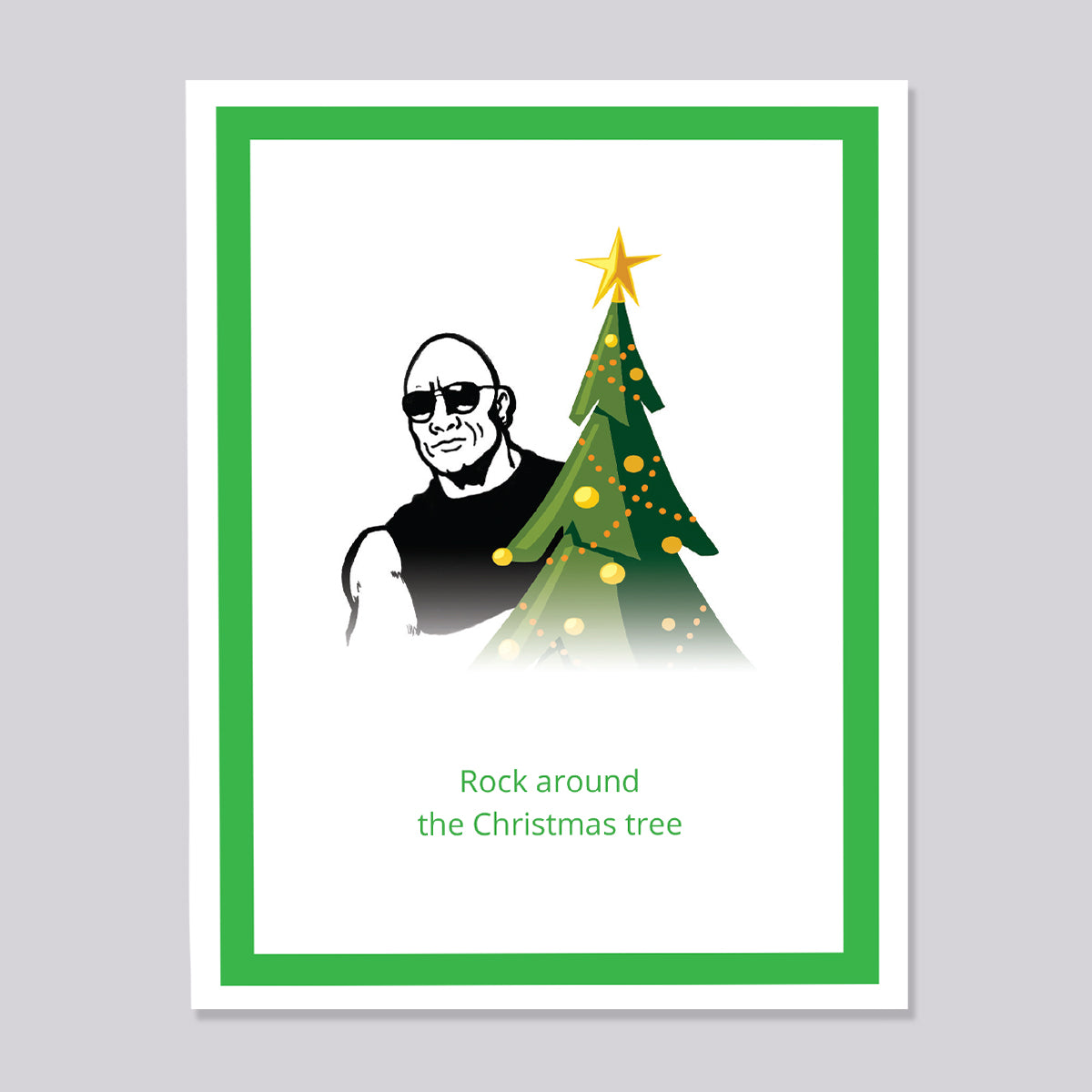 Dwayne Johnson Christmas Tree Card