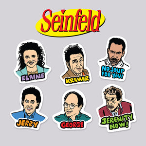 Seinfeld characters Die Cut Stickers 6 Pack
