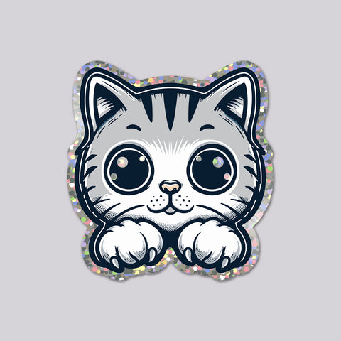 Glitter Cat vinyl die cut sticker