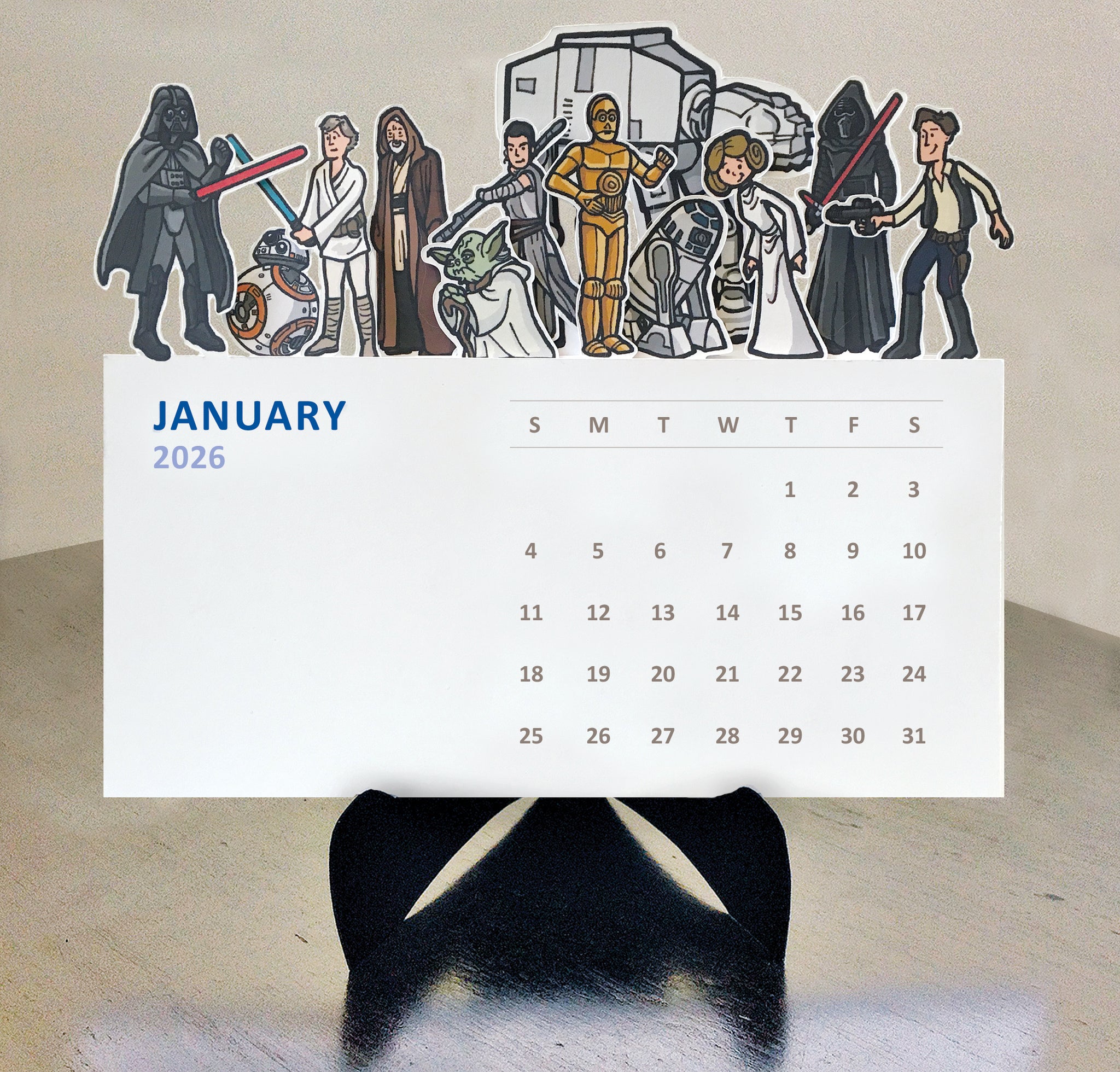 Star Wars Die Cut 2026 Desk Calendar