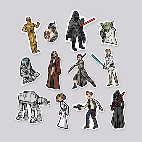 Star Wars Characters Die Cut Sticker 12 Pack
