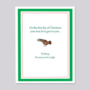 Partridge Single Person Christmas Card