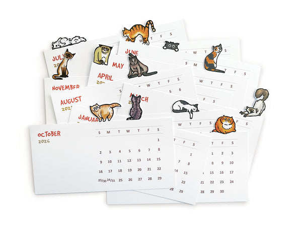 Cats Die Cut 2026 Desk Calendar