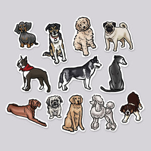 Dogs Die Cut Sticker 12 Pack