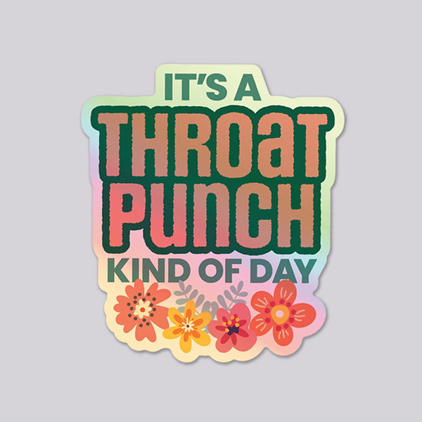 Throat Punch funny vinyl die cut holographic sticker
