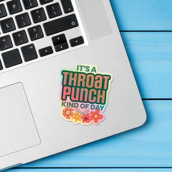 Throat Punch funny vinyl die cut holographic sticker