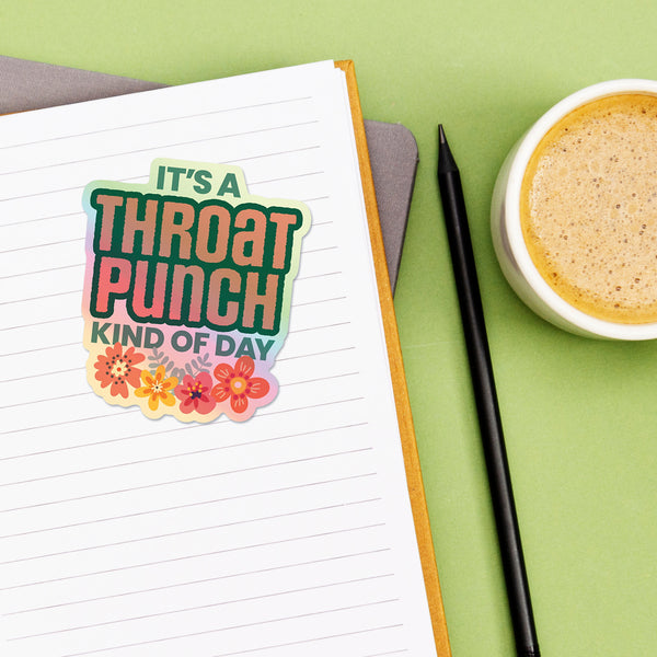 Throat Punch funny vinyl die cut holographic sticker