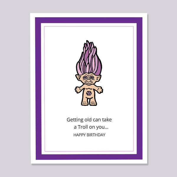 troll doll illustrated nostalgic vinyl die cut holographic sticker