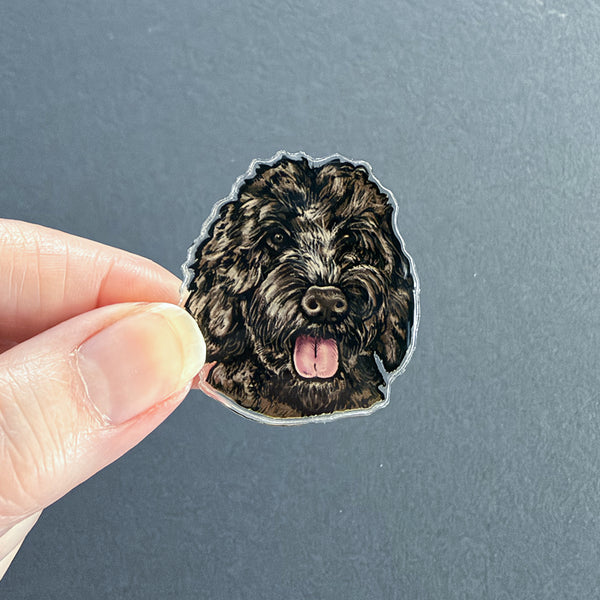 Oscar the Black Dog Illustrated Acrylic Tack Pin