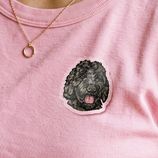 Oscar the Black Dog Illustrated Acrylic Tack Pin