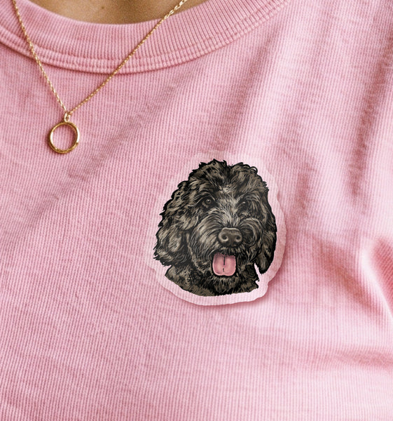 Oscar the Black Dog Illustrated Acrylic Tack Pin